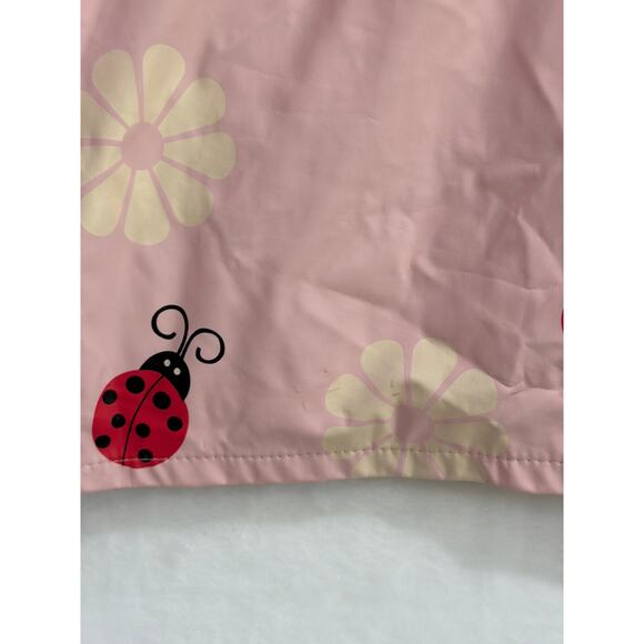 FoxFire For Kids Rain Jacket Coat 4T Pink Childrens Ladybug Daisies Lined Hooded - Picture 5 of 6